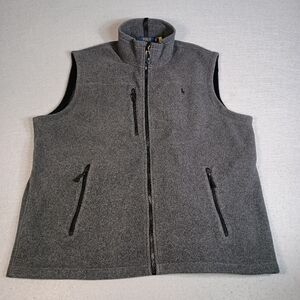 Polo Ralph Lauren Men's XL Gray Performance Sweater Fleece Full Zip Hiking Vest